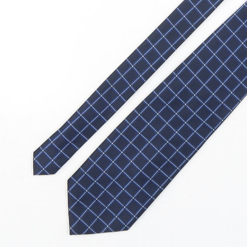 NEXT Mens Blue Plaids & Checks Polyester Pointed Tie One Size