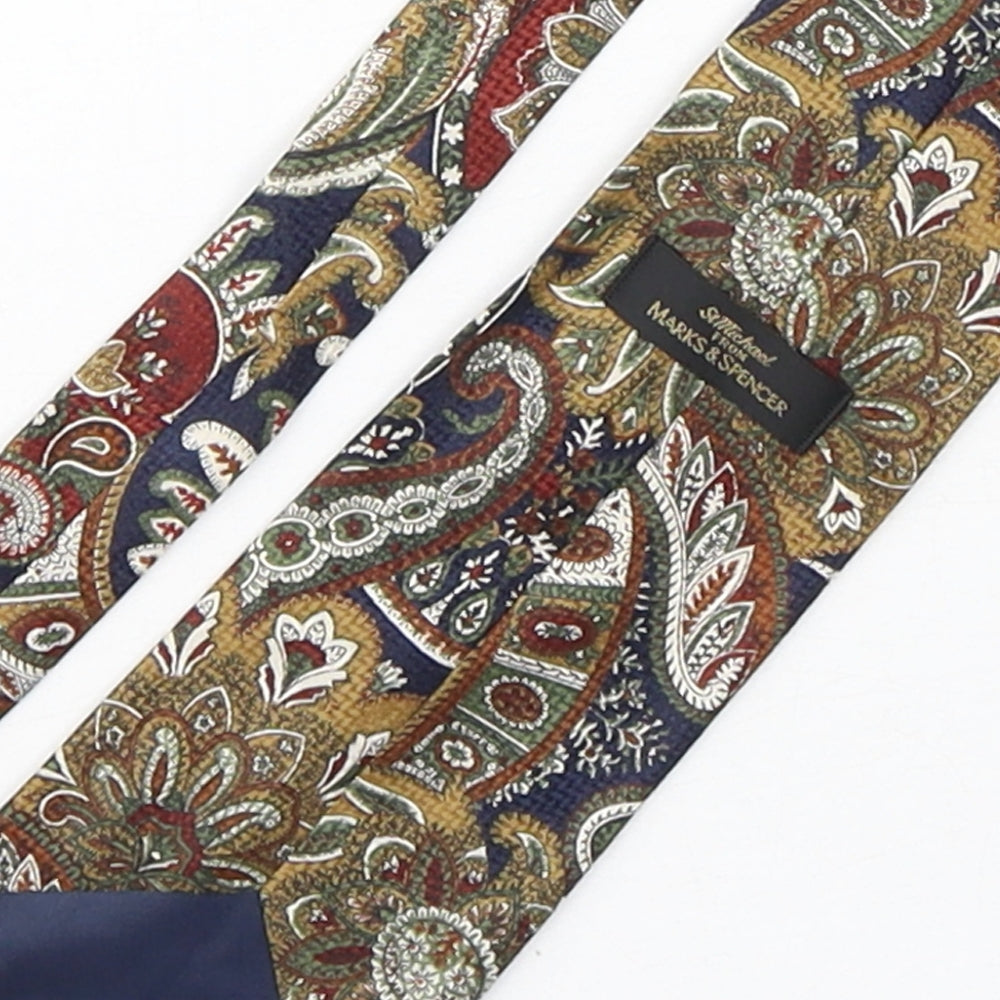 Marks and Spencer Mens Multicoloured Paisley Polyester Pointed Tie One Size