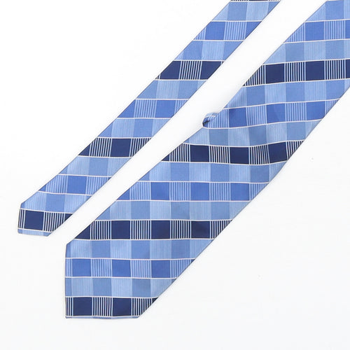 Loxley  Mens Blue Plaids & Checks Polyester Pointed Tie One Size