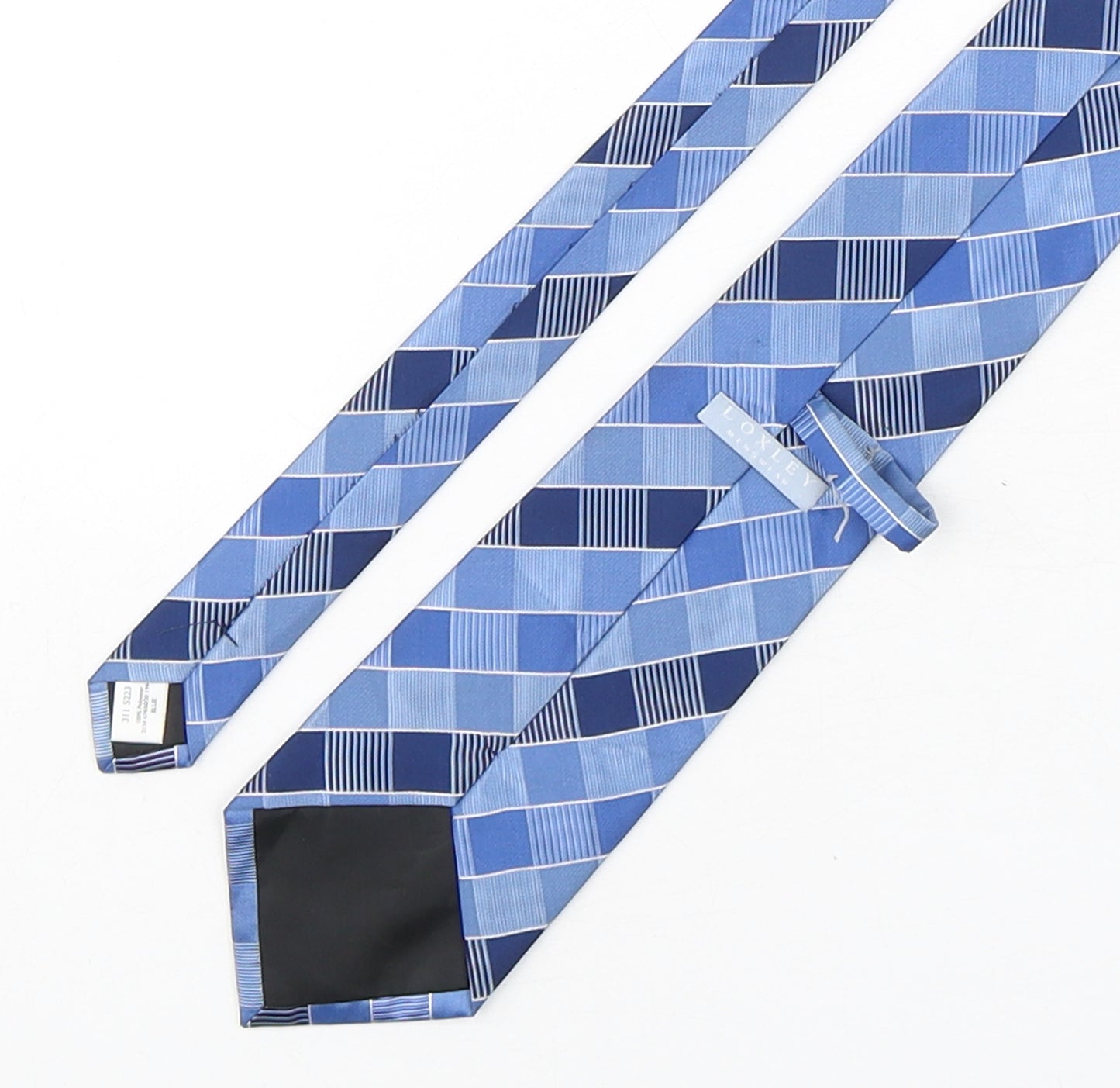 Loxley  Mens Blue Plaids & Checks Polyester Pointed Tie One Size