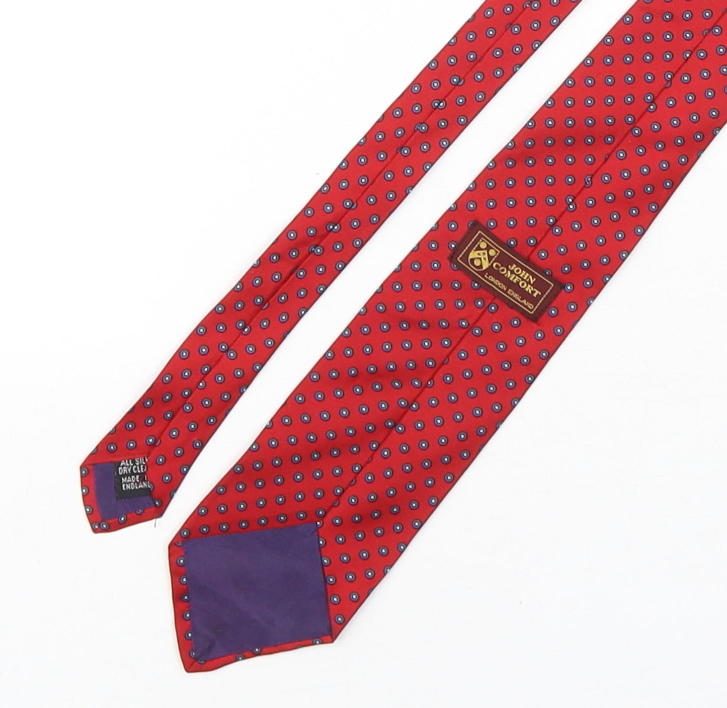 John Comfort Mens Multicoloured Polka Dot Silk Pointed Tie One Size
