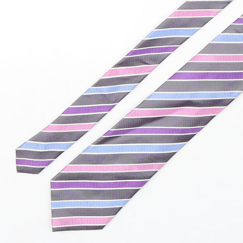 Marks and Spencer Mens Multicoloured Striped Silk Pointed Tie One Size