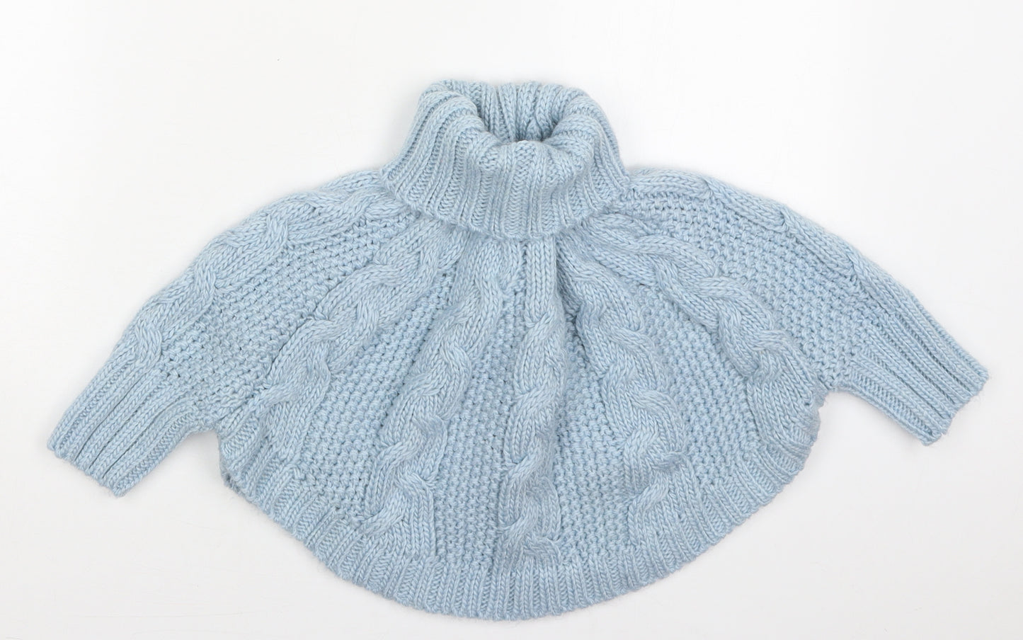 NEXT Girls Blue Roll Neck  Acrylic Pullover Jumper Size 3-4 Years  Pullover