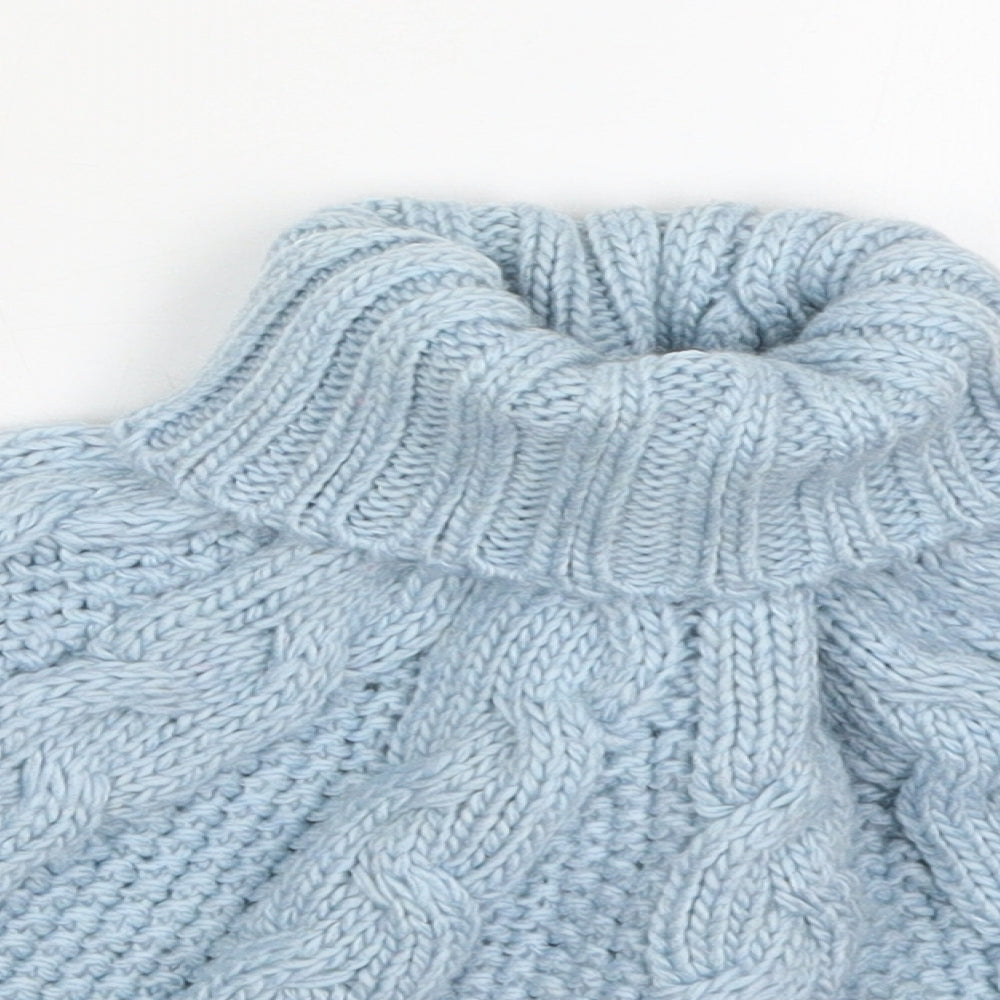 NEXT Girls Blue Roll Neck  Acrylic Pullover Jumper Size 3-4 Years  Pullover