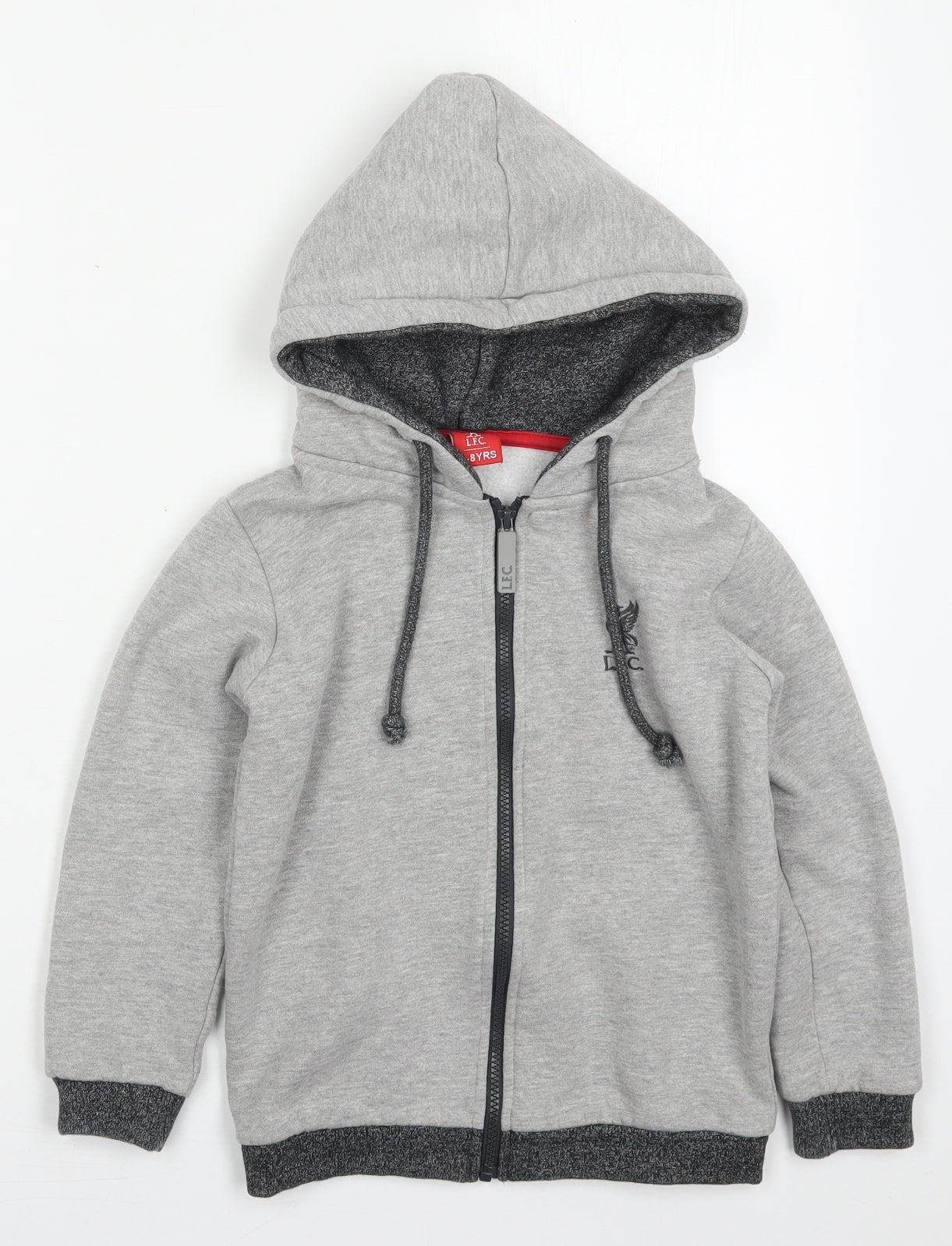 LFC Boys Grey  Cotton Full Zip Hoodie Size 7-8 Years  Zip