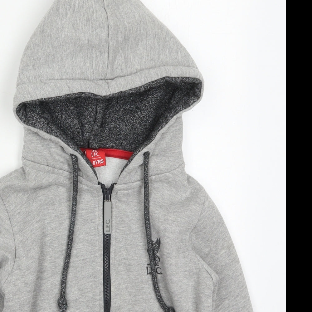LFC Boys Grey  Cotton Full Zip Hoodie Size 7-8 Years  Zip