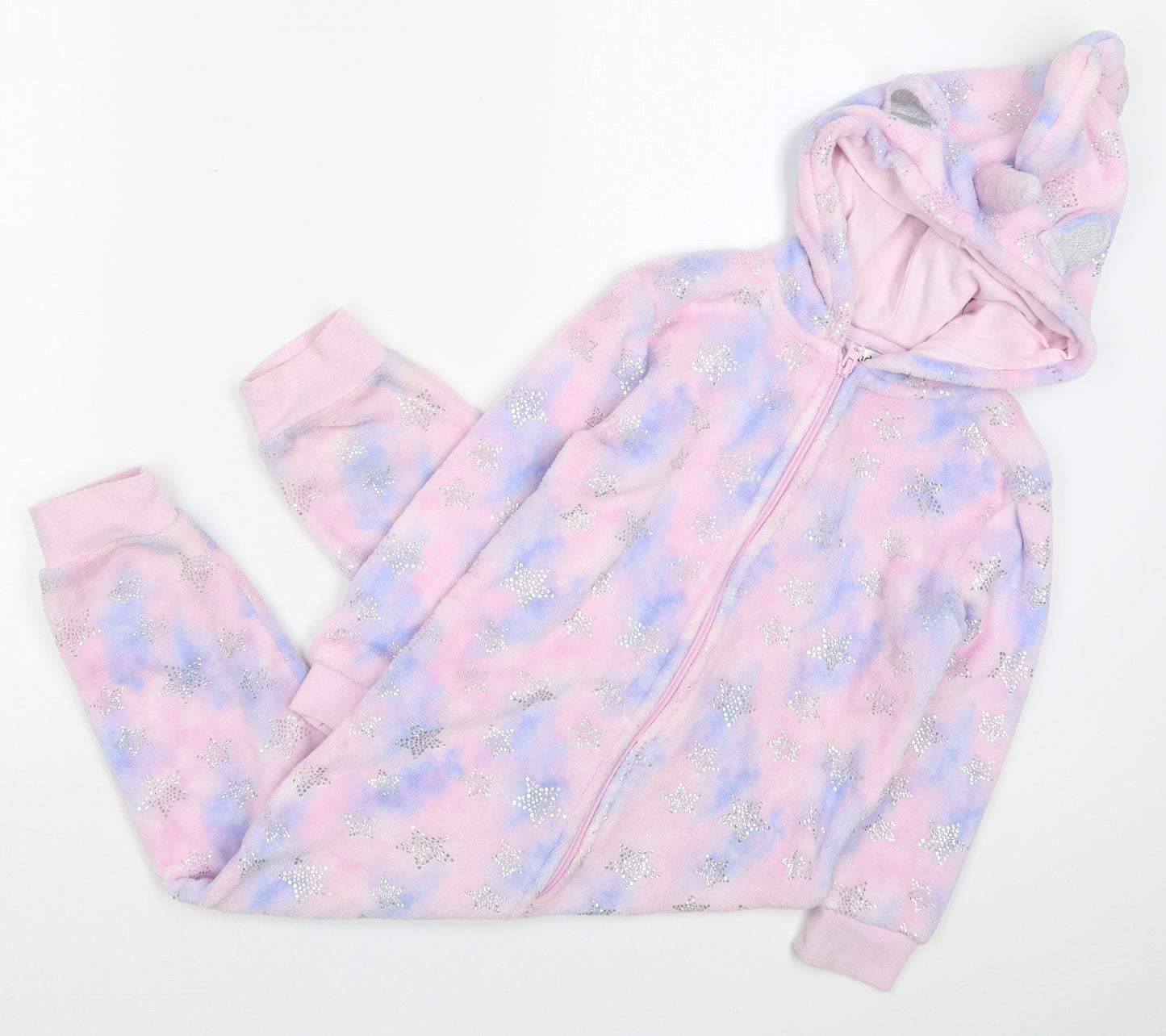 M&Co Girls Pink Solid Polyester Top One Piece Size 5-6 Years  Zip - Unicorn