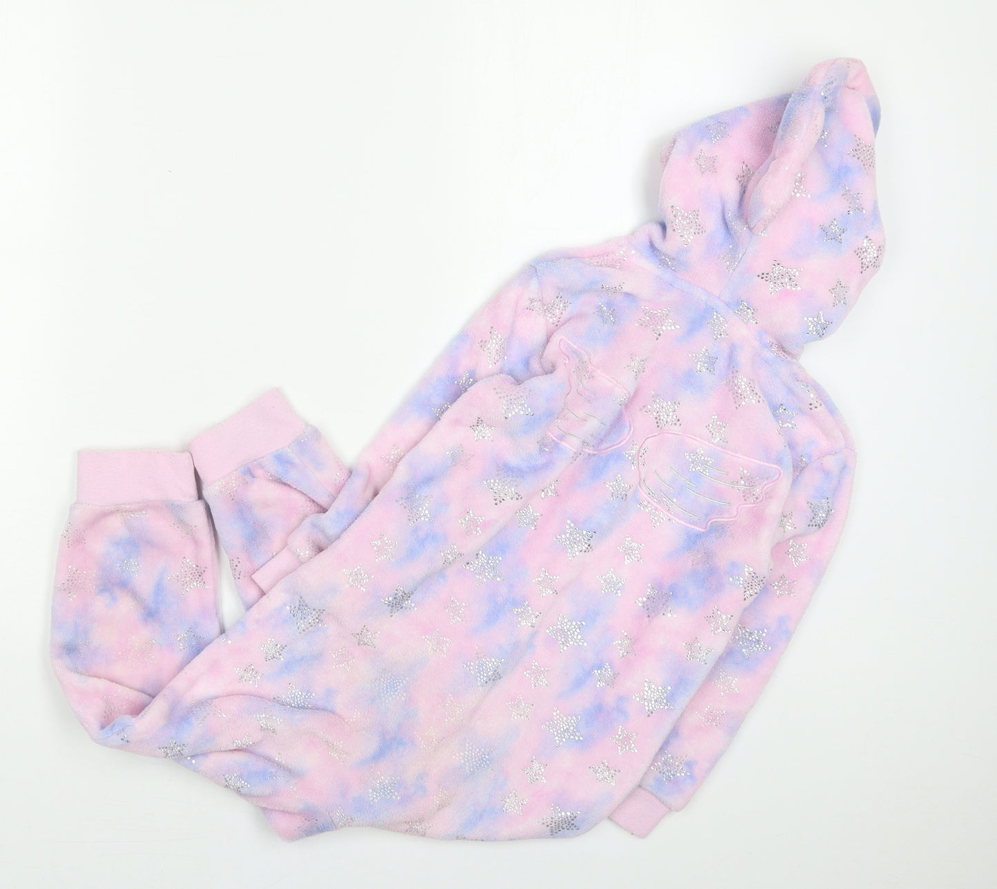 M&Co Girls Pink Solid Polyester Top One Piece Size 5-6 Years  Zip - Unicorn
