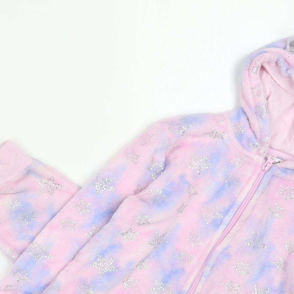 M&Co Girls Pink Solid Polyester Top One Piece Size 5-6 Years  Zip - Unicorn