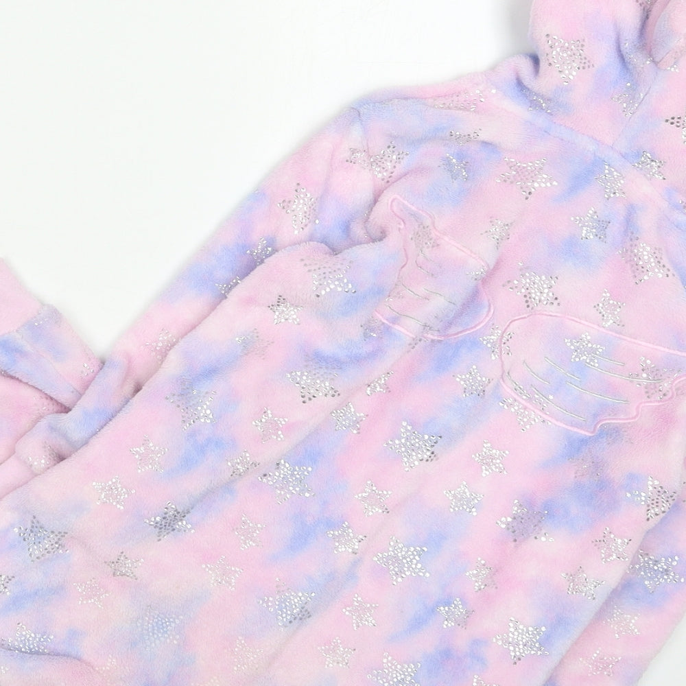 M&Co Girls Pink Solid Polyester Top One Piece Size 5-6 Years  Zip - Unicorn