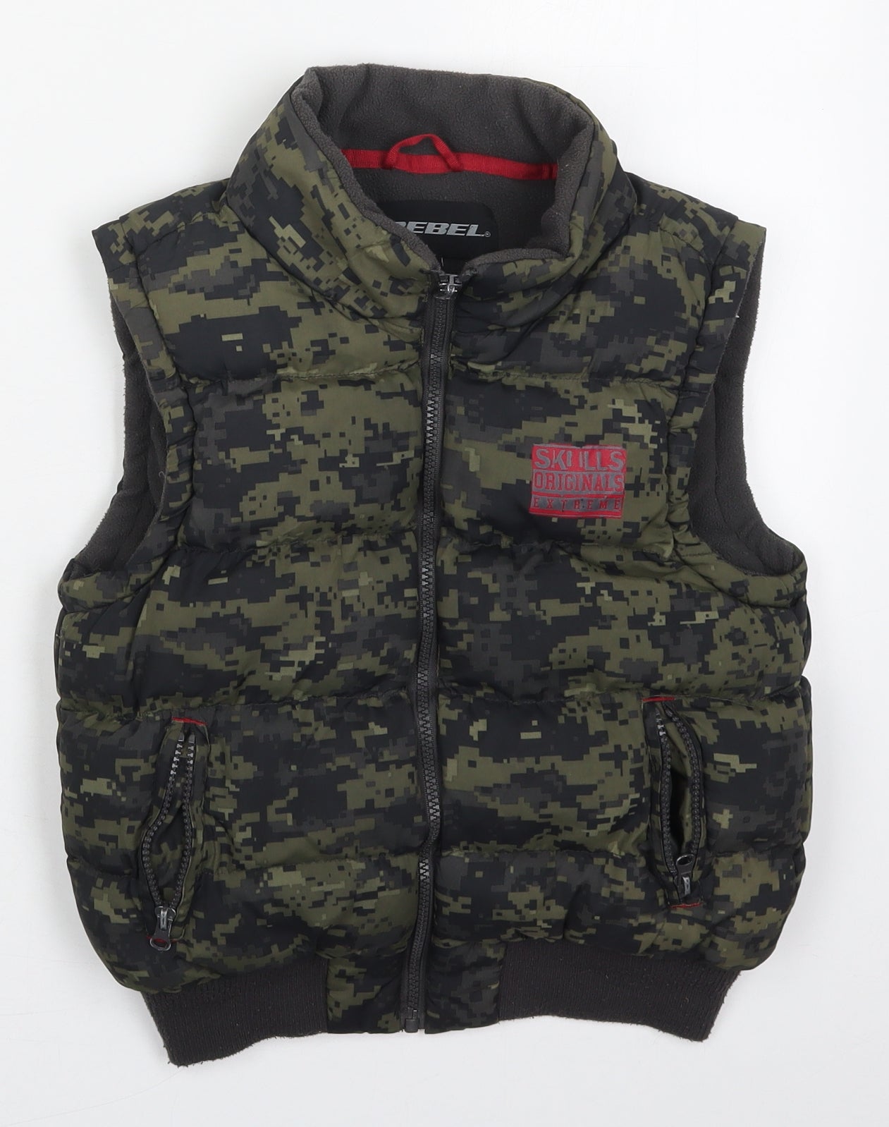 Primark Boys Green Geometric  Gilet Coat Size 11-12 Years  Zip