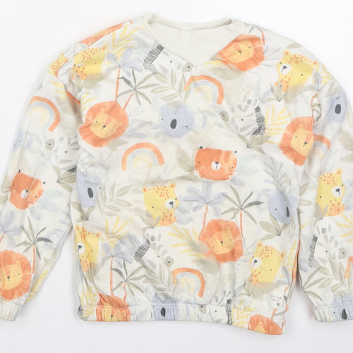 George Girls White  Cotton Pullover Sweatshirt Size 5-6 Years  Pullover - Animals
