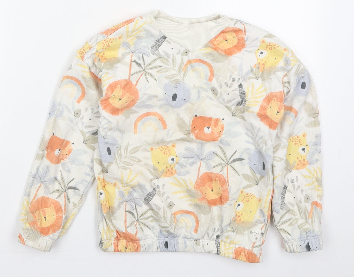 George Girls White  Cotton Pullover Sweatshirt Size 5-6 Years  Pullover - Animals