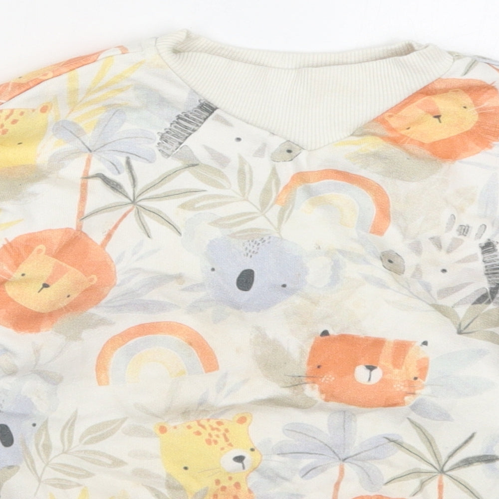 George Girls White  Cotton Pullover Sweatshirt Size 5-6 Years  Pullover - Animals