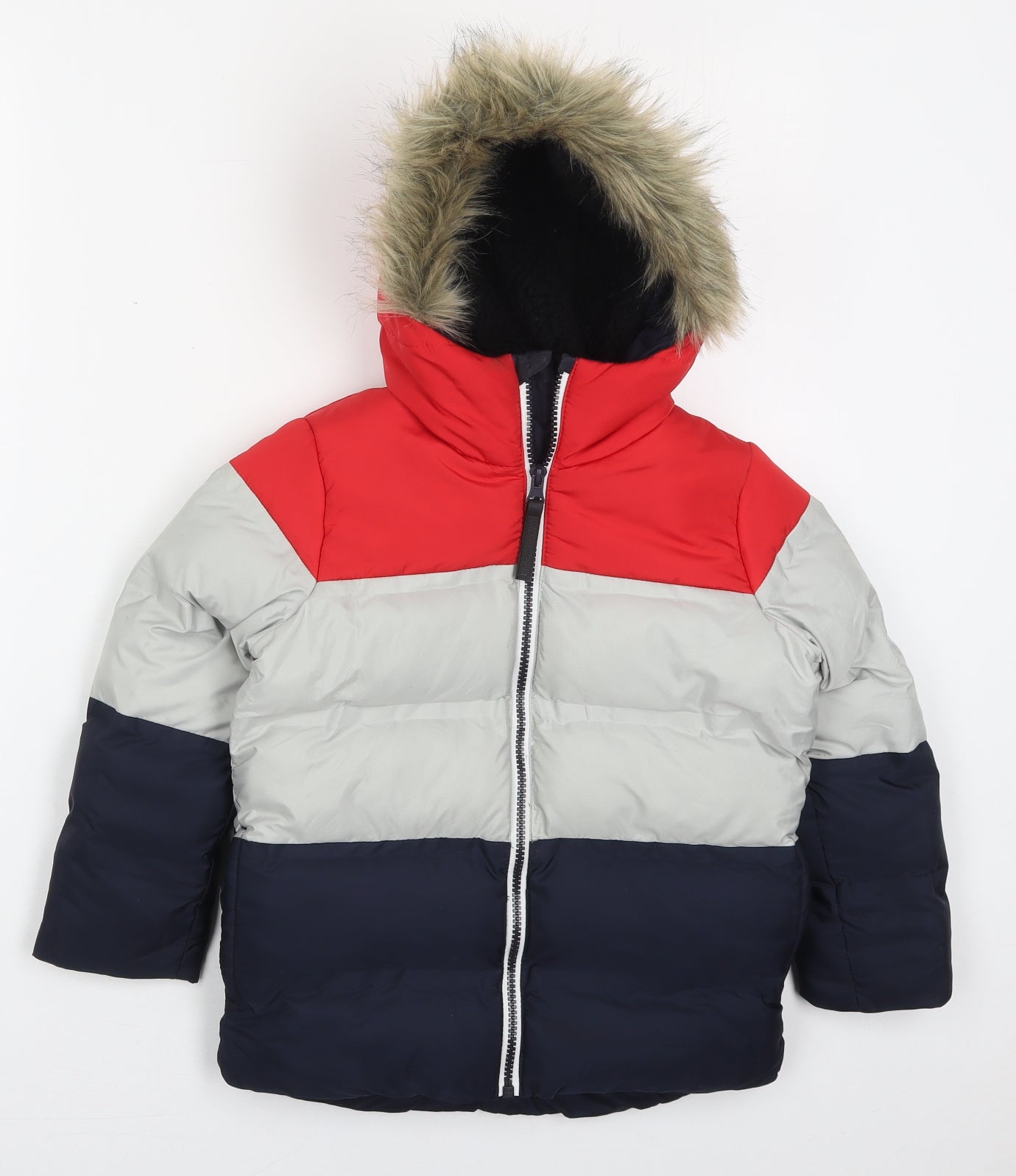 NEXT Boys Red Striped  Basic Coat Coat Size 6 Years  Zip