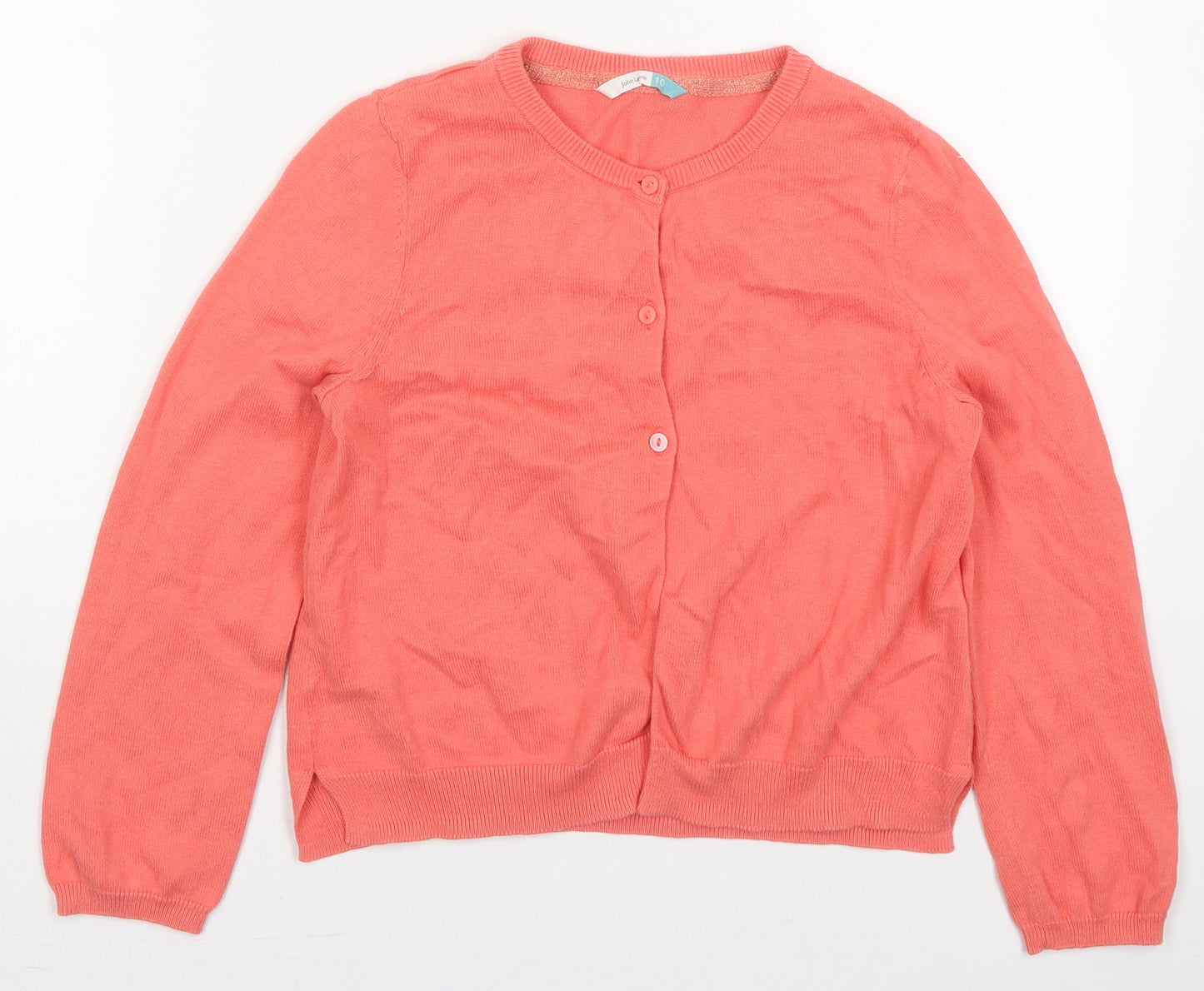 John Lewis Girls Pink Crew Neck  Cotton Cardigan Jumper Size 10 Years  Button