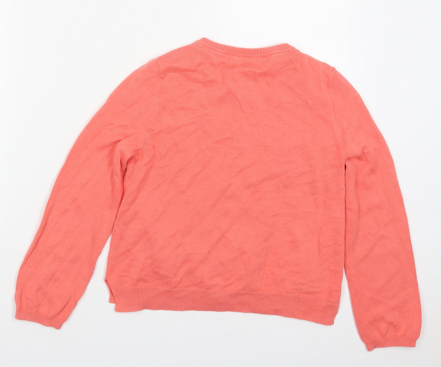 John Lewis Girls Pink Crew Neck  Cotton Cardigan Jumper Size 10 Years  Button