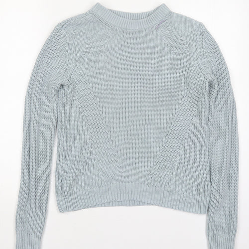 H&M Womens Blue Round Neck  Cotton Pullover Jumper Size M