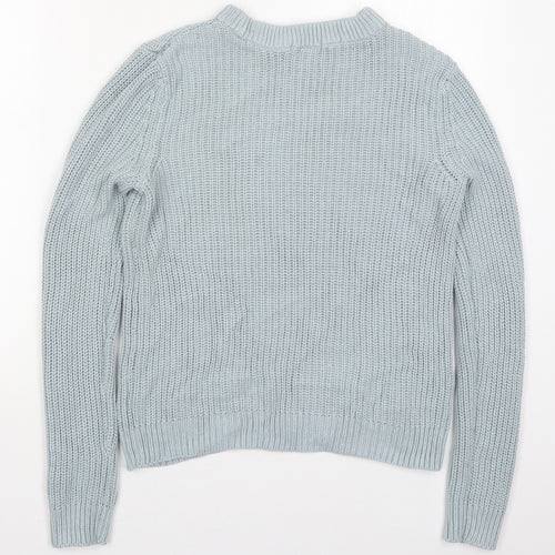 H&M Womens Blue Round Neck  Cotton Pullover Jumper Size M