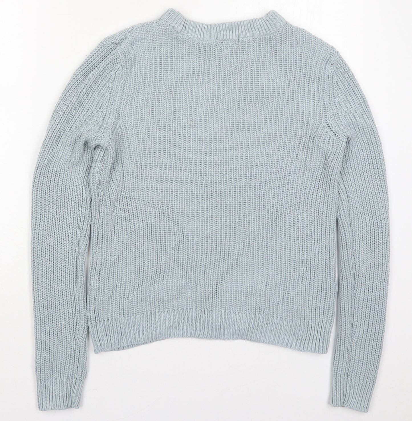 H&M Womens Blue Round Neck  Cotton Pullover Jumper Size M