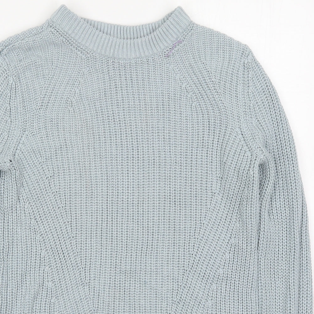 H&M Womens Blue Round Neck  Cotton Pullover Jumper Size M