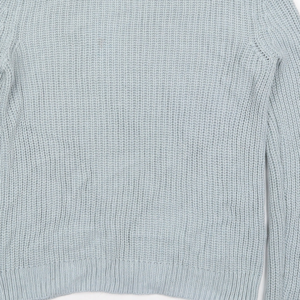 H&M Womens Blue Round Neck  Cotton Pullover Jumper Size M