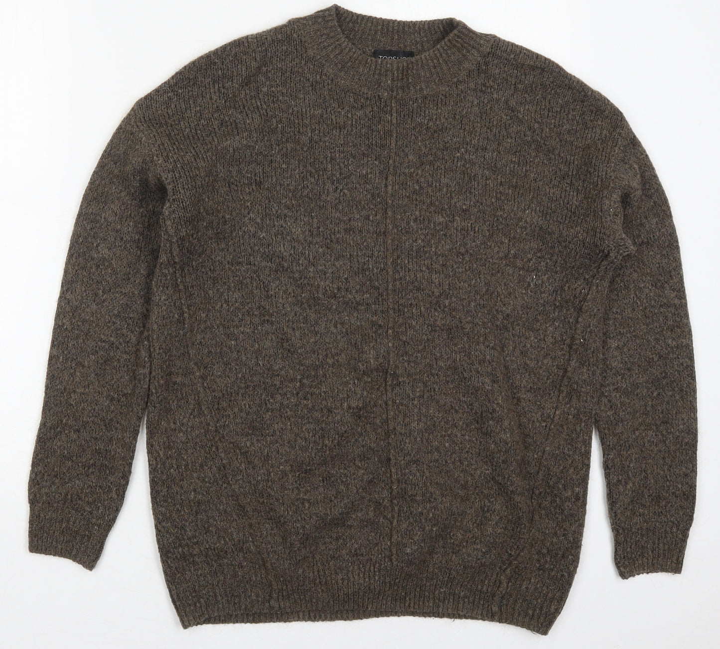Topshop Womens Brown Crew Neck  Acrylic Pullover Jumper Size 10