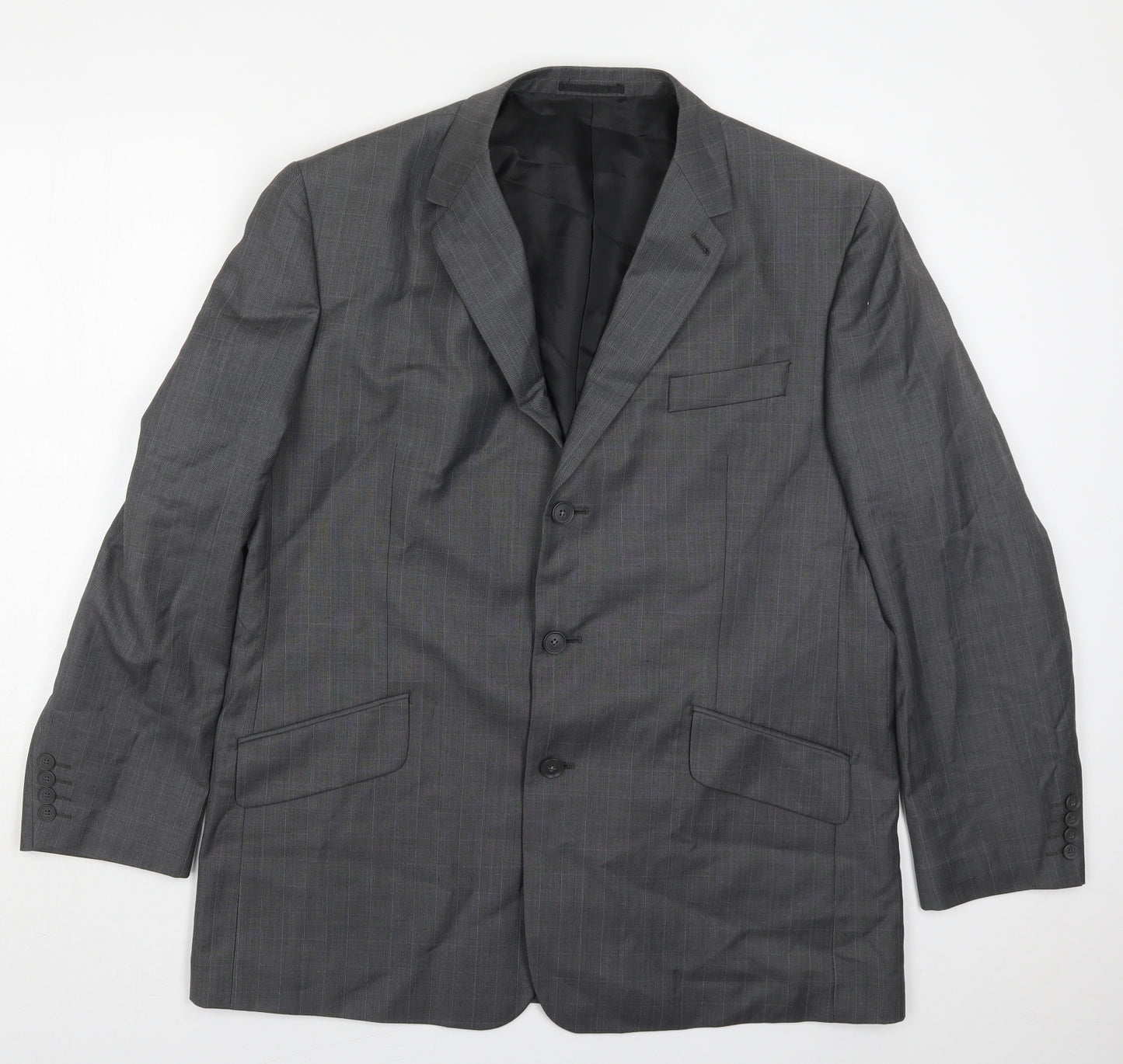NEXT Mens Grey Check Wool Jacket Suit Jacket Size 46