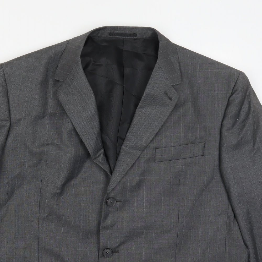 NEXT Mens Grey Check Wool Jacket Suit Jacket Size 46