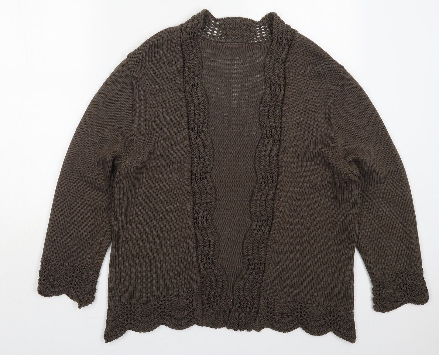 Preworn Womens Brown V-Neck  Acrylic Cardigan Jumper Size 16