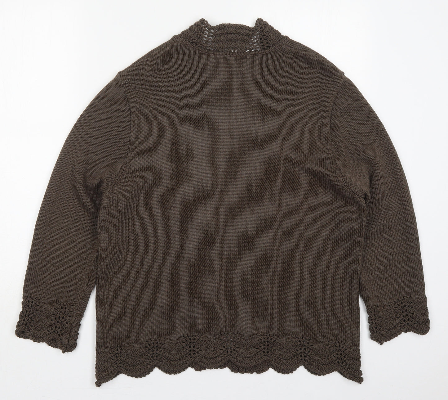 Preworn Womens Brown V-Neck  Acrylic Cardigan Jumper Size 16