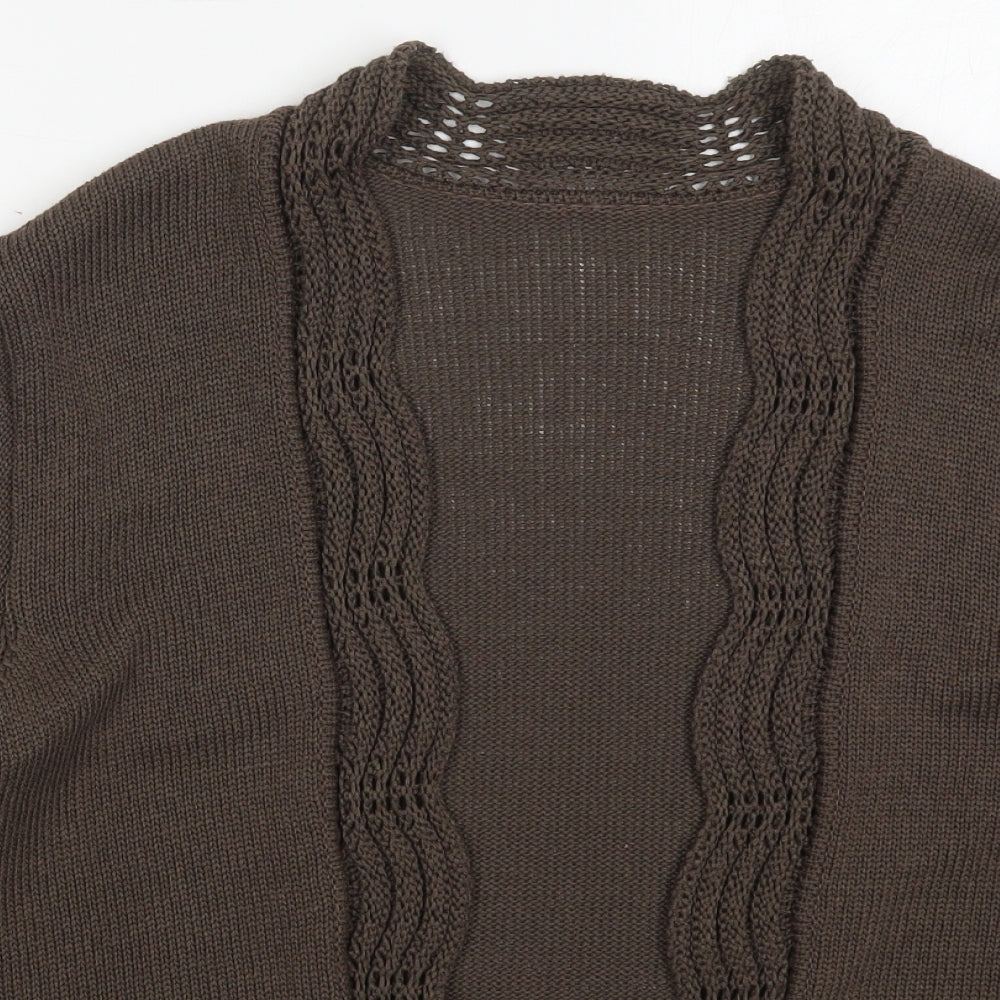 Preworn Womens Brown V-Neck  Acrylic Cardigan Jumper Size 16
