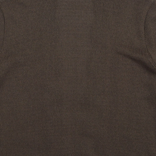 Preworn Womens Brown V-Neck  Acrylic Cardigan Jumper Size 16