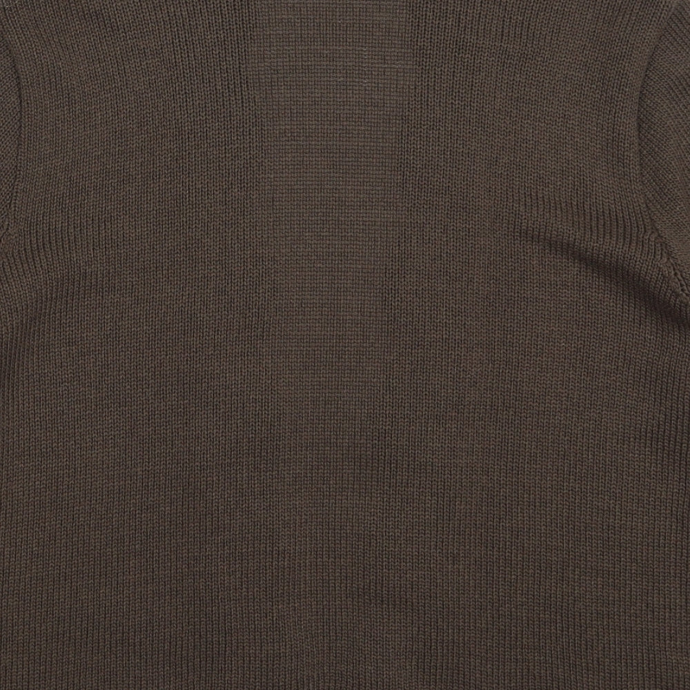 Preworn Womens Brown V-Neck  Acrylic Cardigan Jumper Size 16