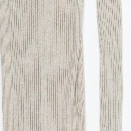 MNG Womens Beige  Acrylic Jumper Dress  Size M  V-Neck Pullover