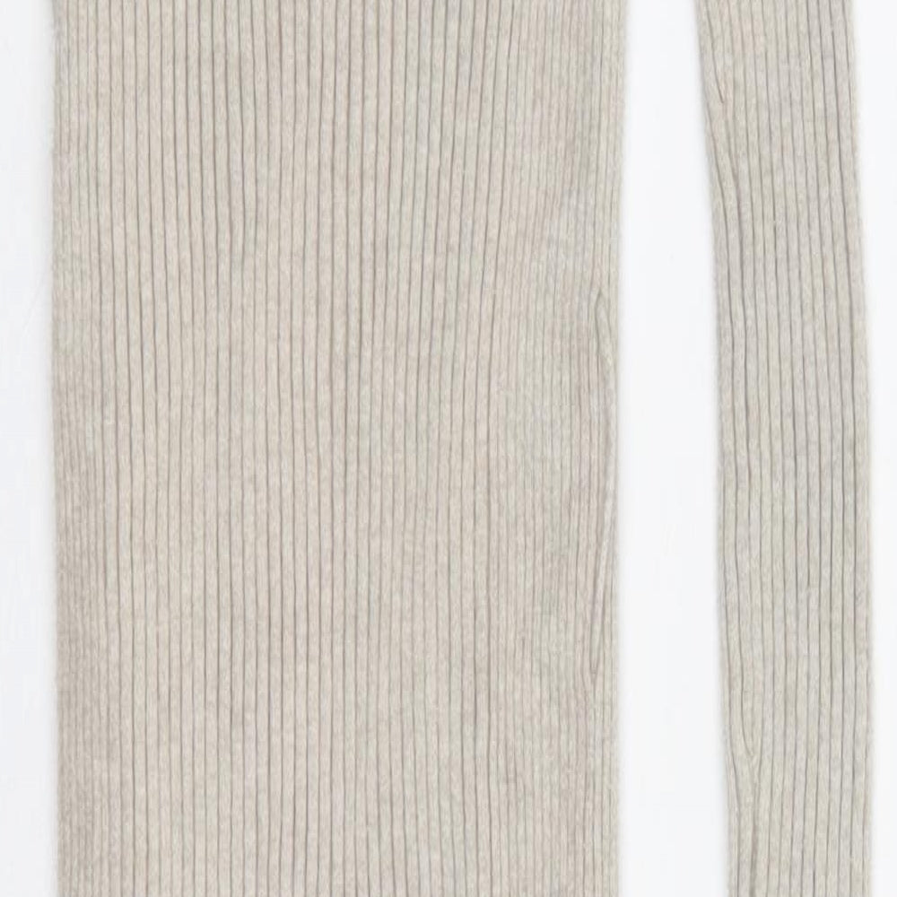 MNG Womens Beige  Acrylic Jumper Dress  Size M  V-Neck Pullover