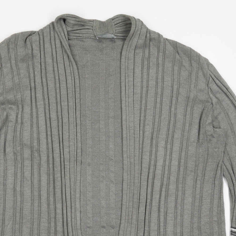 Per Una Womens Grey V-Neck Striped Viscose Cardigan Jumper Size 22