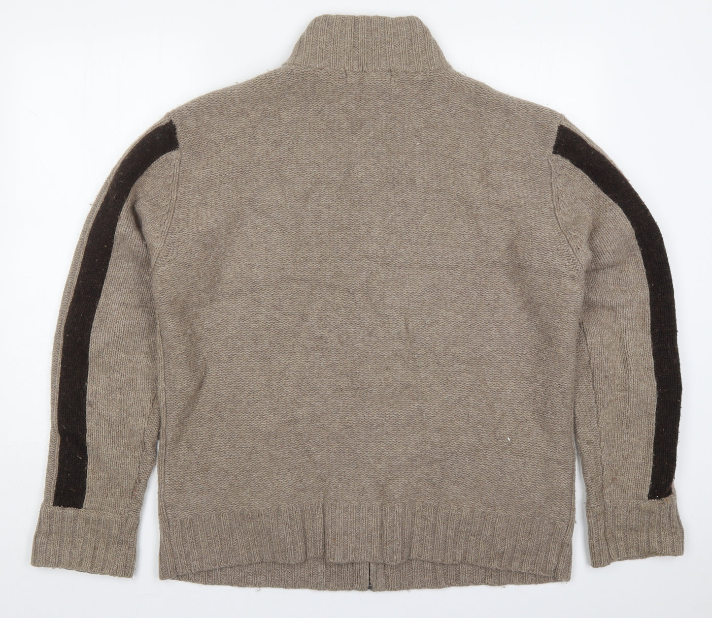 Debenhams Mens Brown Round Neck  Wool Full Zip Jumper Size 2XL