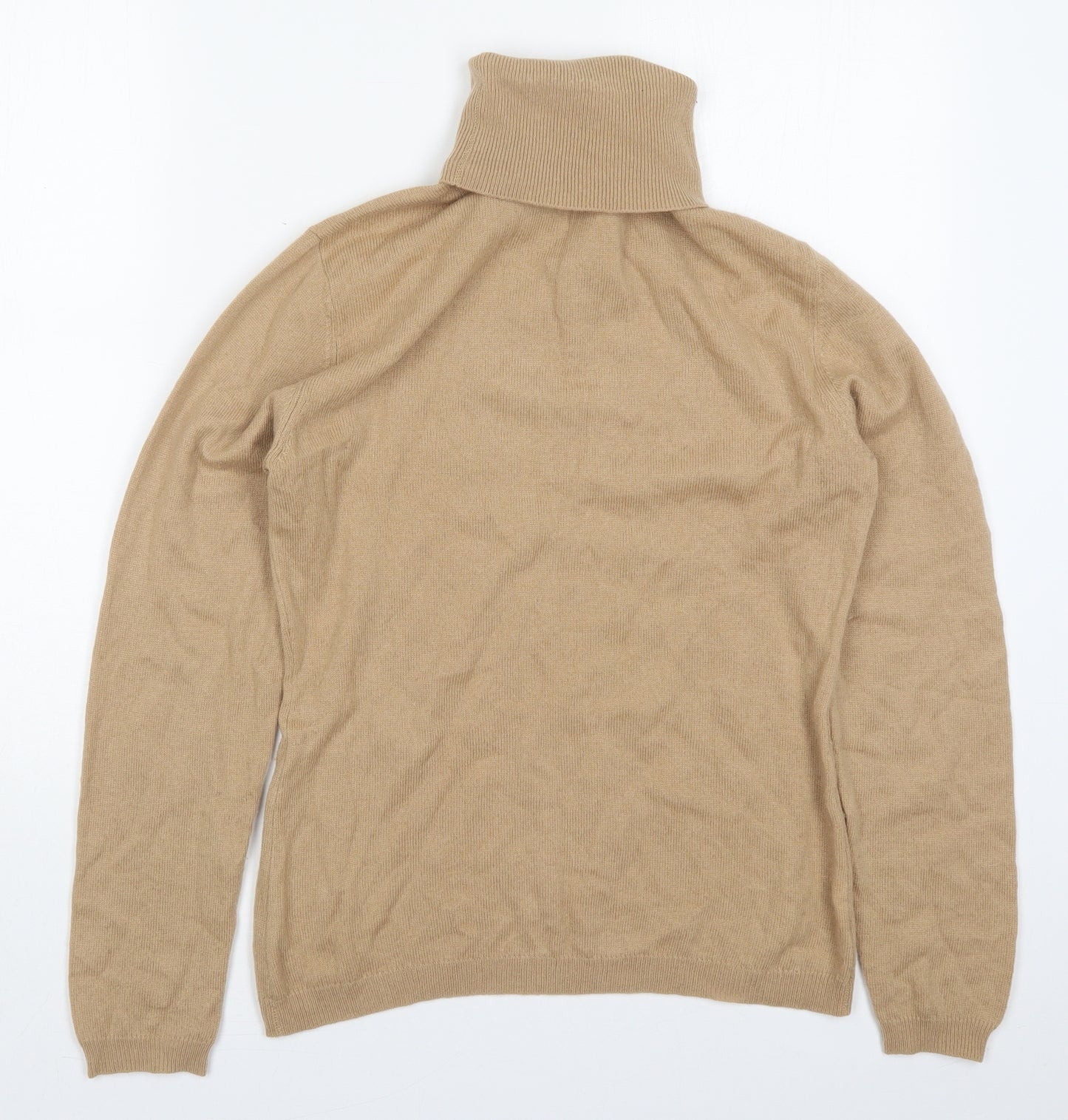 Woolovers Womens Beige Roll Neck  Wool Pullover Jumper Size M