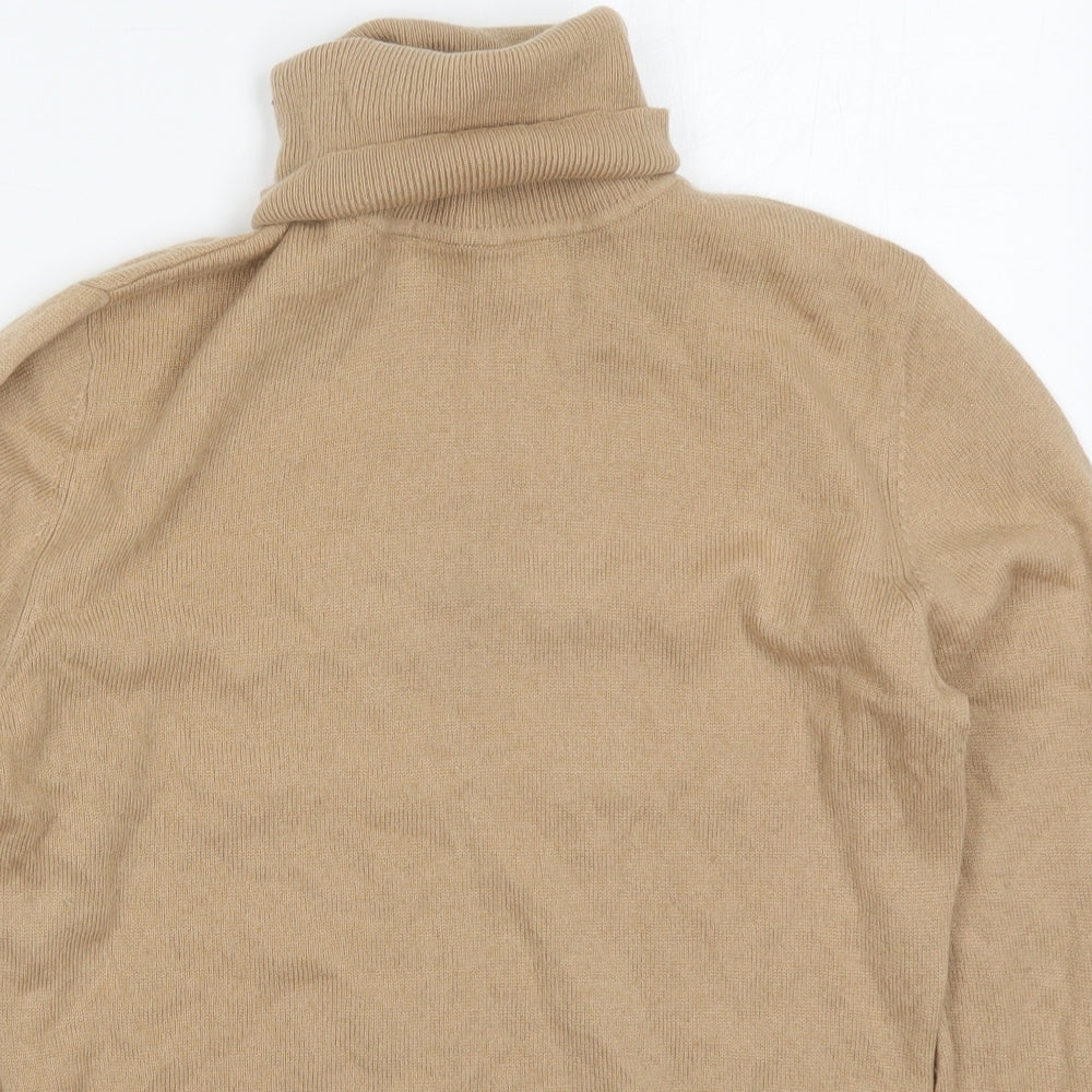 Woolovers Womens Beige Roll Neck  Wool Pullover Jumper Size M