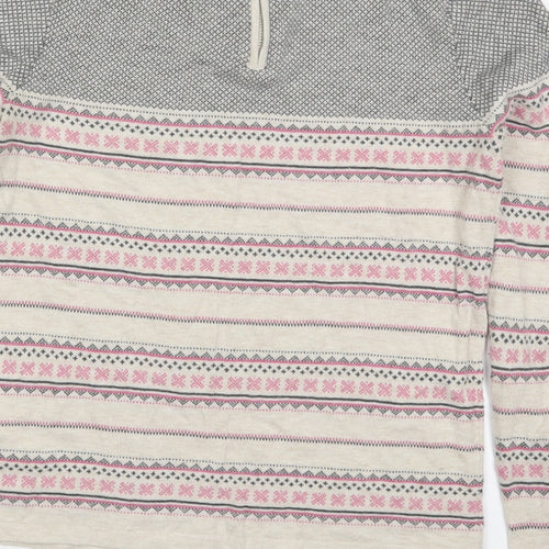 NEXT Womens Beige Crew Neck Geometric Cotton Pullover Jumper Size 6