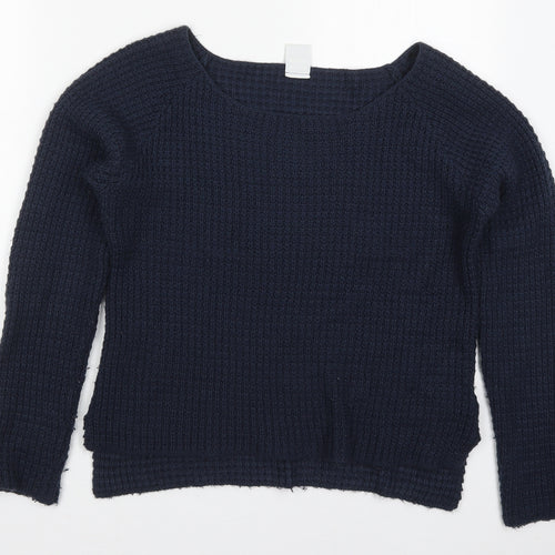 VERO MODA Womens Blue Boat Neck  Acrylic Pullover Jumper Size S