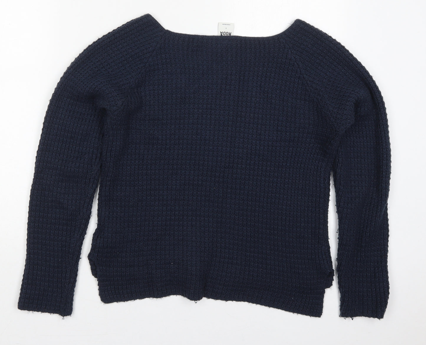 VERO MODA Womens Blue Boat Neck  Acrylic Pullover Jumper Size S