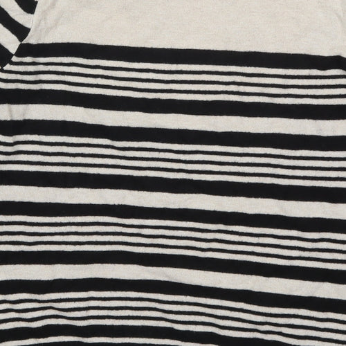 Wallis Womens Black Round Neck Striped Viscose Pullover Jumper Size 10