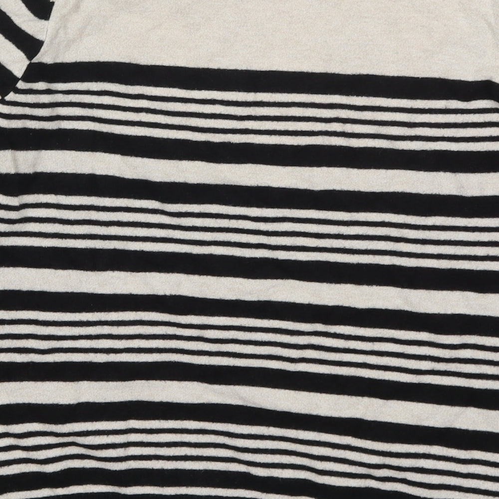 Wallis Womens Black Round Neck Striped Viscose Pullover Jumper Size 10