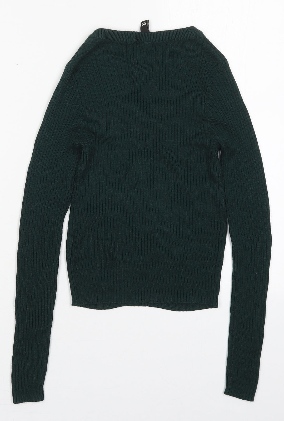 H&M Womens Green Crew Neck  Acrylic Pullover Jumper Size XS