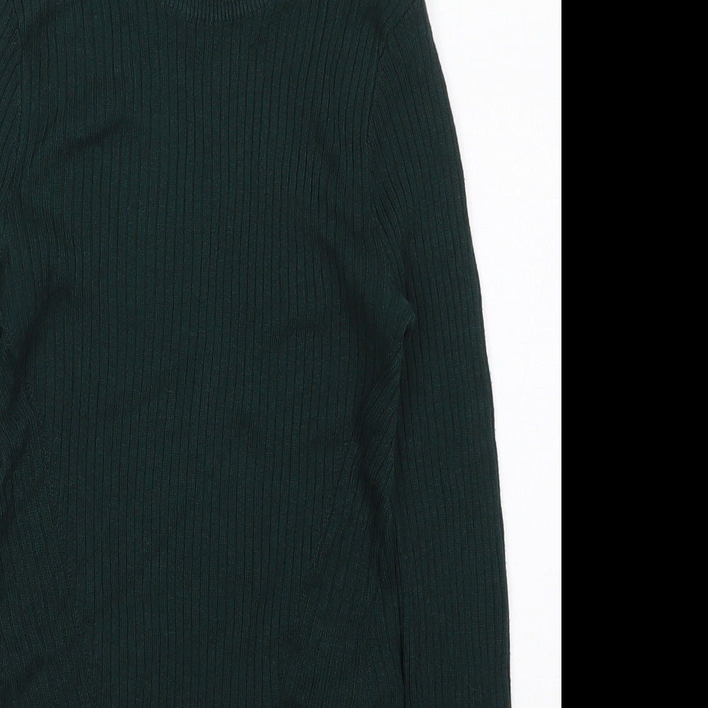 H&M Womens Green Crew Neck  Acrylic Pullover Jumper Size XS