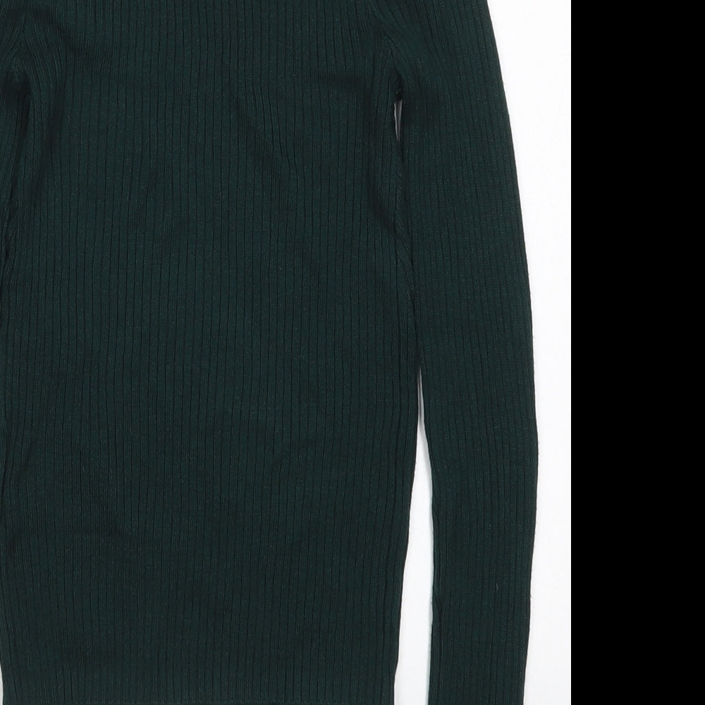 H&M Womens Green Crew Neck  Acrylic Pullover Jumper Size XS