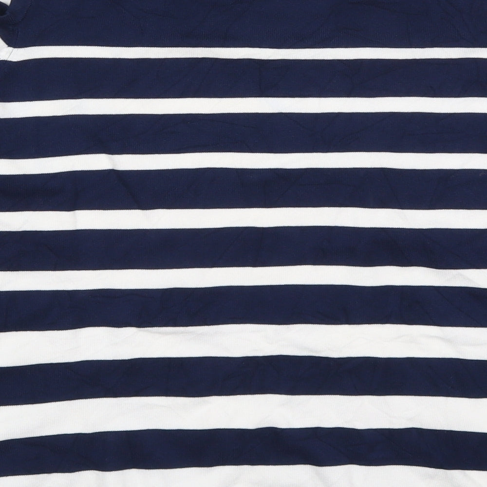 Matalan Womens Blue Crew Neck Striped Viscose Pullover Jumper Size 16