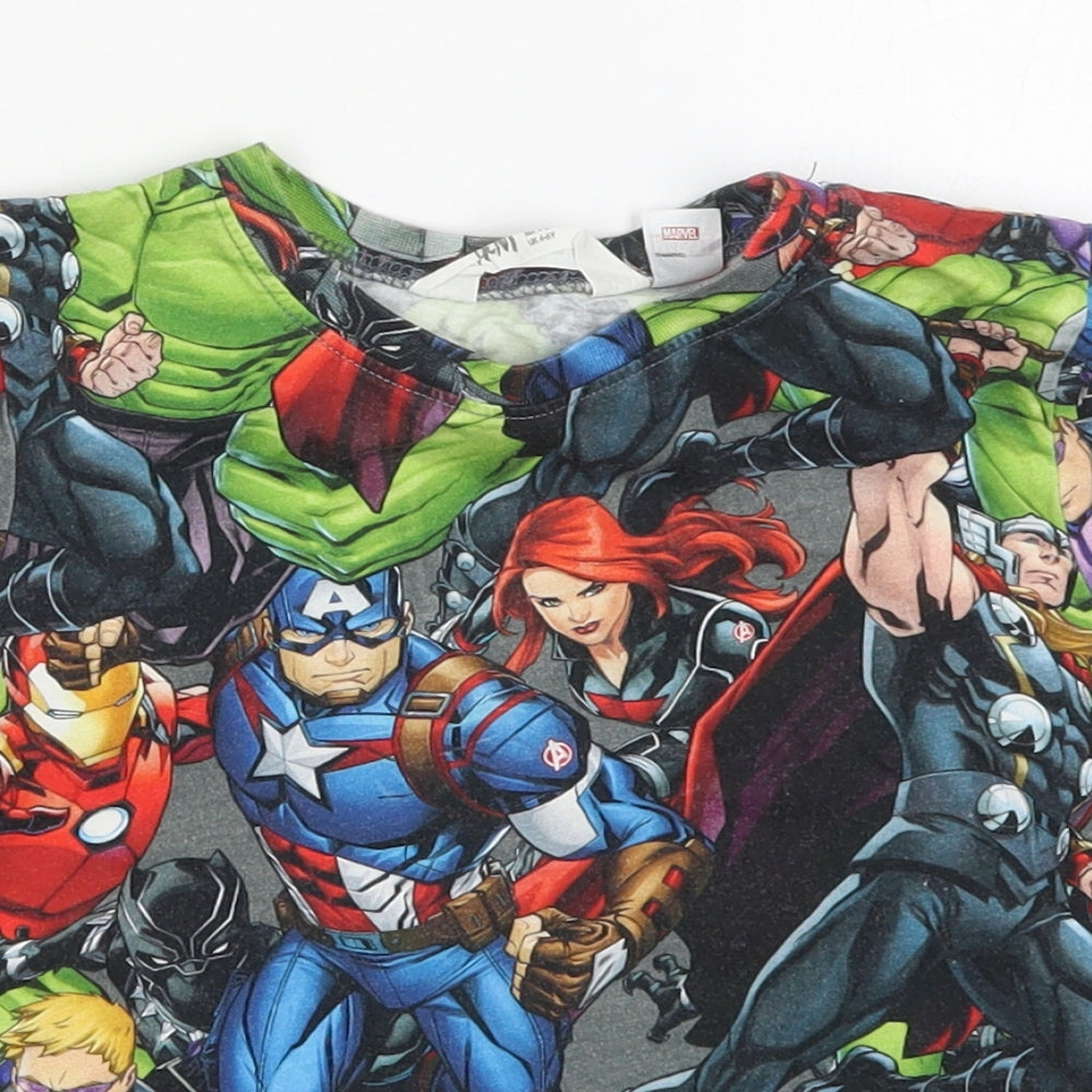 H&M Boys Multicoloured  Cotton Basic T-Shirt Size 4-5 Years Crew Neck Pullover - Marvel Avengers